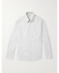 Brunello Cucinelli - Slim-fit Button-down Collar Pinstriped Cotton-poplin Shirt - Lyst