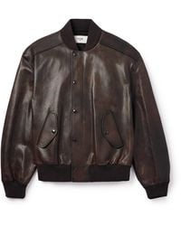 Celine - Teddy Full-Grain Leather Bomber Jacket - Lyst