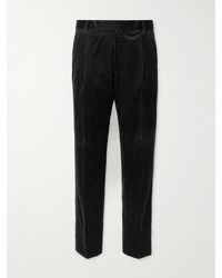 MR P. - Tapered Pleated Cotton And Cashmere-blend Corduroy Trousers - Lyst