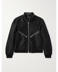 Tom Ford - Leather-trimmed Wool And Silk-blend Bomber Jacket - Lyst