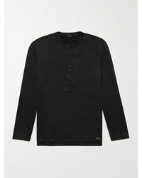 Tom Ford - Camicia da pigiama in raso di seta stretch con collo serafino - Lyst