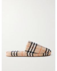 Burberry - Checked Virgin Wool-Blend Slippers - Lyst