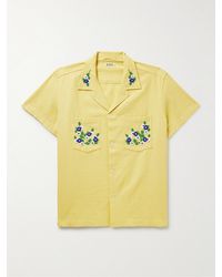 Bode - Chicory Hemd aus Baumwolle in Waffelstrick mit Reverskragen und Zierperlen - Lyst