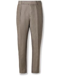 Paul Smith - Straight-leg Pleated Linen And Wool-blend Suit Trousers - Lyst