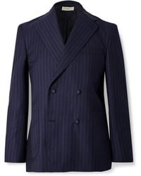 Officine Generale - Kane Double-breasted Pinstriped Virgin Wool Blazer - Lyst