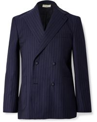 Officine Generale - Kane Double-breasted Pinstriped Virgin Wool Blazer - Lyst