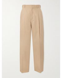 Loewe - Paula's Ibiza Straight-Leg Pleated Cotton-Twill Trousers - Lyst