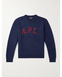 A.P.C. - Jay Logo-Appliquéd Wool Sweater - Lyst