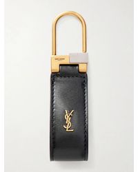 Saint Laurent - Tiny Cassandre Logo-embellished Leather And Gold-tone Key Fob - Lyst