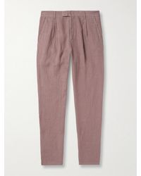 MR P. - Steve Tapered Pleated Organic Cotton And Linen-Blend Trousers - Lyst