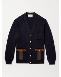 Gucci - Cardigan in misto lana lavorata a maglia con nastro Web - Lyst