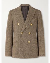 Slowear - Incotex Double-Breasted Herringbone Shetland Wool-Twill Blazer - Lyst