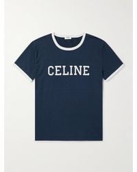 Celine - Cropped Logo-Appliquéd Cotton-Jersey T-Shirt - Lyst