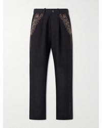 Kartik Research - Straight-Leg Zardozi Embroidered Pleated Linen Trousers - Lyst