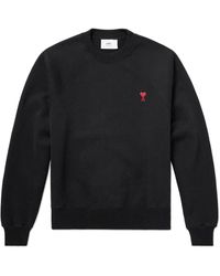 Ami Paris - Logo-embroidered Cotton-blend Jersey Sweatshirt - Lyst