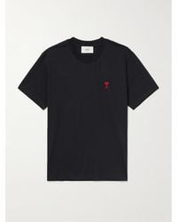 Ami Paris - Logo-Embroidered Stretch Organic Cotton-Jersey T-Shirt - Lyst