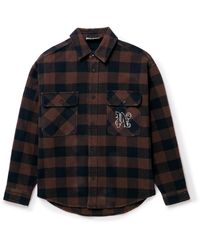 Palm Angels - Logo-embroidered Checked Cotton-twill Overshirt - Lyst