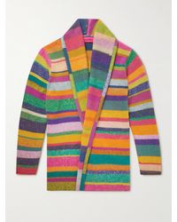 The Elder Statesman Shawl-collar Striped Cashmere Cardigan - Multicolour