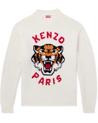 KENZO - Lucky Tiger Logo-jacquard Cotton-blend Sweater - Lyst