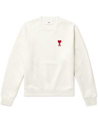 Ami Paris - Logo-embroidered Stretch-cotton Jersey Sweatshirt - Lyst