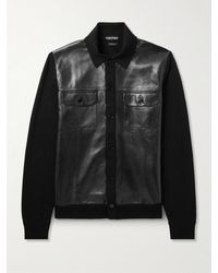 Tom Ford - Schmal geschnittene Jacke aus Wolle und Leder - Lyst