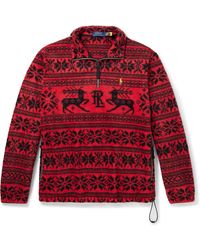 Polo Ralph Lauren - Printed Embroidered Recycled-fleece Half-zip Sweatshirt - Lyst