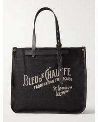 Bleu De Chauffe - Tote bag in tela di cotone con finiture in pelle e logo Bazar - Lyst