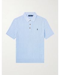 Polo Ralph Lauren - Logo-Embroidered Cable-Knit Cotton Polo Shirt - Lyst