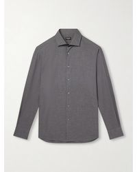 ZEGNA - Checked Cashco-twill Shirt - Lyst