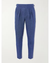 MR P. - Steve Tapered Pleated Herringbone Linen Trousers - Lyst