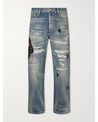 Neighborhood - Chito Savage Appliquéd Distressed Straight-leg Jeans - Lyst