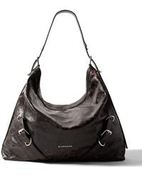 Givenchy - Voyou Xl Crackled-leather Messenger Bag - Lyst