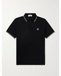 Stone Island - Logo-Appliquéd Stretch-Cotton Piqué Polo Shirt - Lyst