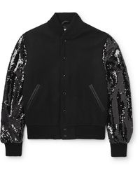 Golden Bear - The Albany Sequin-embellished Wool-blend And Leather Bomber Jacket - Lyst