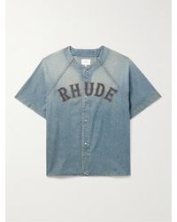 Rhude - Camicia in denim con logo applicato - Lyst