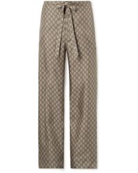Gucci - Straight-leg Monogrammed Silk Trousers - Lyst