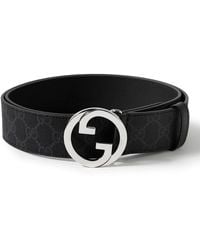 Gucci - 4cm Leather-trimmed Monogrammed Coated-canvas Belt - Lyst