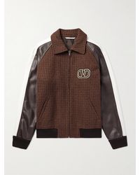 Valentino Garavani - Cotton-Blend Tweed And Leather Bomber Jacket - Lyst
