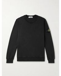 Stone Island - Logo-Appliquéd Garment-Dyed Cotton-Jersey Sweatshirt - Lyst