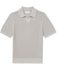 MR P. - Open-knit Ribbed Cotton Polo Shirt - Lyst