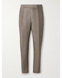 Paul Smith - Straight-Leg Pleated Linen And Wool-Blend Suit Trousers - Lyst