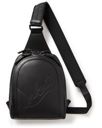 Christian Louboutin - Loubifunk Logo-debossed Mesh-trimmed Leather Backpack - Lyst
