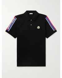 Moncler - Logo-appliquéd Webbing-trimmed Cotton-piqué Polo Shirt - Lyst