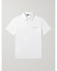 ZEGNA - Leather-Trimmed Cotton-Piqué Polo Shirt - Lyst