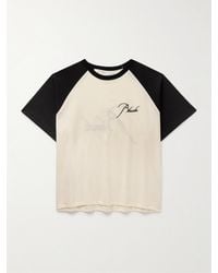 Rhude - T-shirt in jersey di cotone color-block con logo ricamato - Lyst