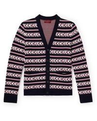 Gucci - Striped Logo-jacquard Cotton Cardigan - Lyst