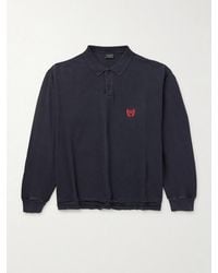Balenciaga - Laurel Embroidered Distressed Cotton-Piqué Polo Shirt - Lyst