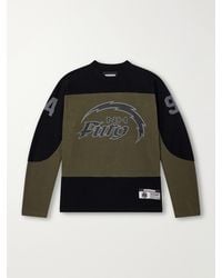 Neighborhood - Hockey Logo-Appliqué Panelled Cotton-Jersey T-Shirt - Lyst