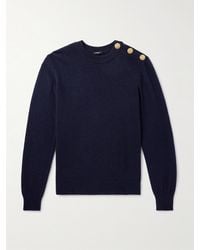 Balmain - Button-Embellished Recycled Cashmere And Wool-Blend Sweater - Lyst