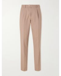 Brunello Cucinelli - Straight-Leg Pleated Cotton And Linen-Blend Trousers - Lyst